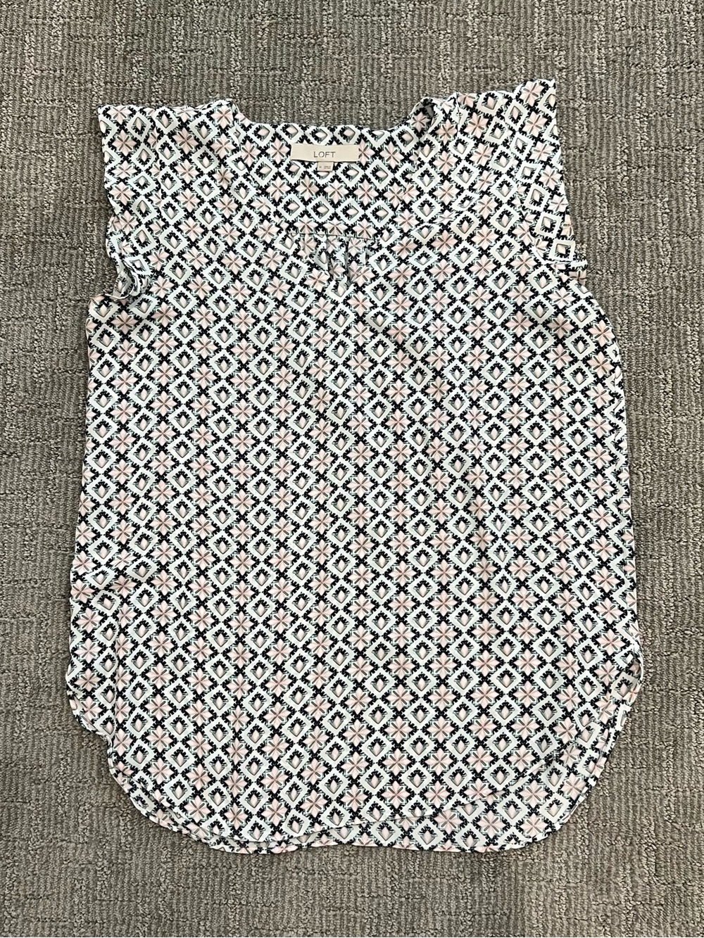 LOFT White Geometric Print Sleeveless Camisole